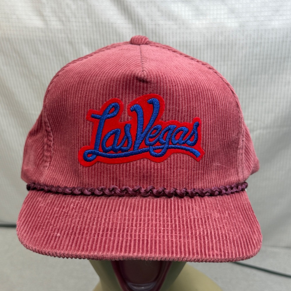 MOJA Las Vegas Trucker Hat Mens OSFA Red Corduroy Rope Brim Vintage Cap